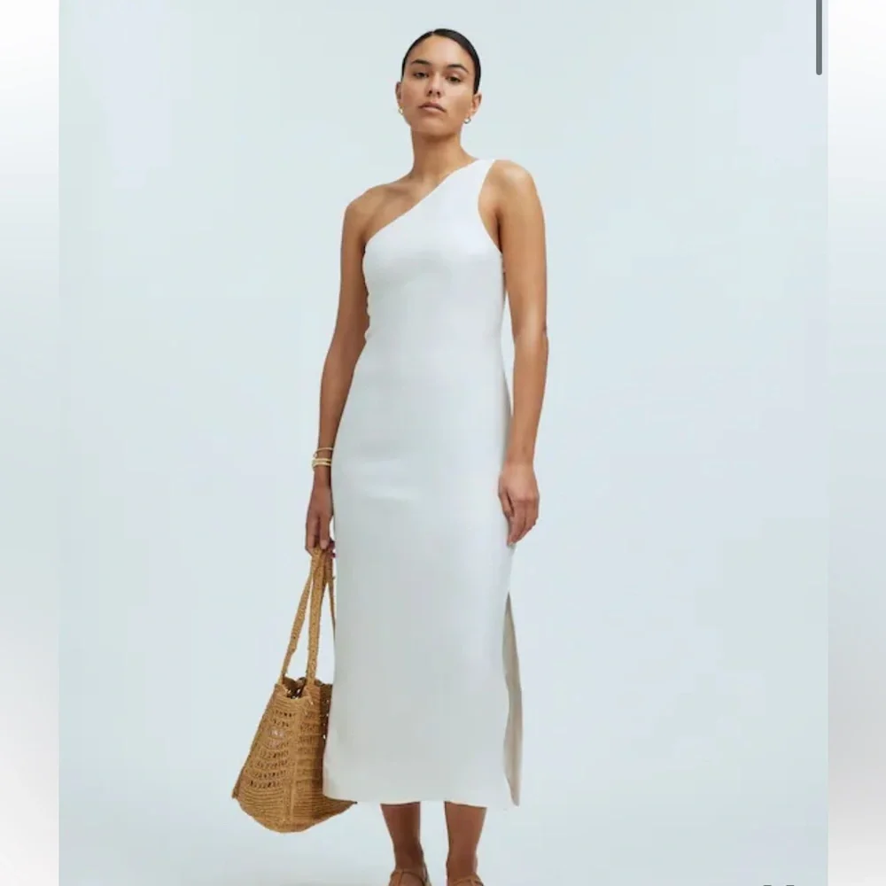 Madewell One Shoulder‎ Midi Linen Blend Dress